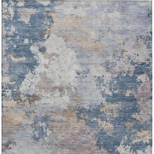 HomeRoots 9' x 12' Blue and Beige Abstract Area Rug - Stylish, Washable, Durable for Indoor & Outdoor Use! 689153