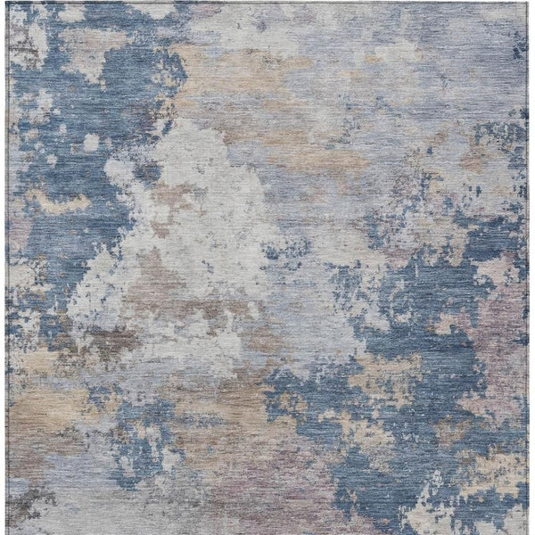 HomeRoots 9' x 12' Blue and Beige Abstract Area Rug - Stylish, Washable, Durable for Indoor & Outdoor Use! 689153