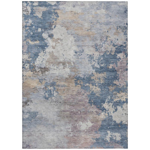 HomeRoots 9' x 12' Blue and Beige Abstract Area Rug - Stylish, Washable, Durable for Indoor & Outdoor Use! 689153