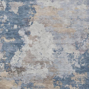 HomeRoots 10' X 14' Blue And Beige Abstract Area Rug - Durable, Washable, Ideal for Indoor & Outdoor Spaces 689154