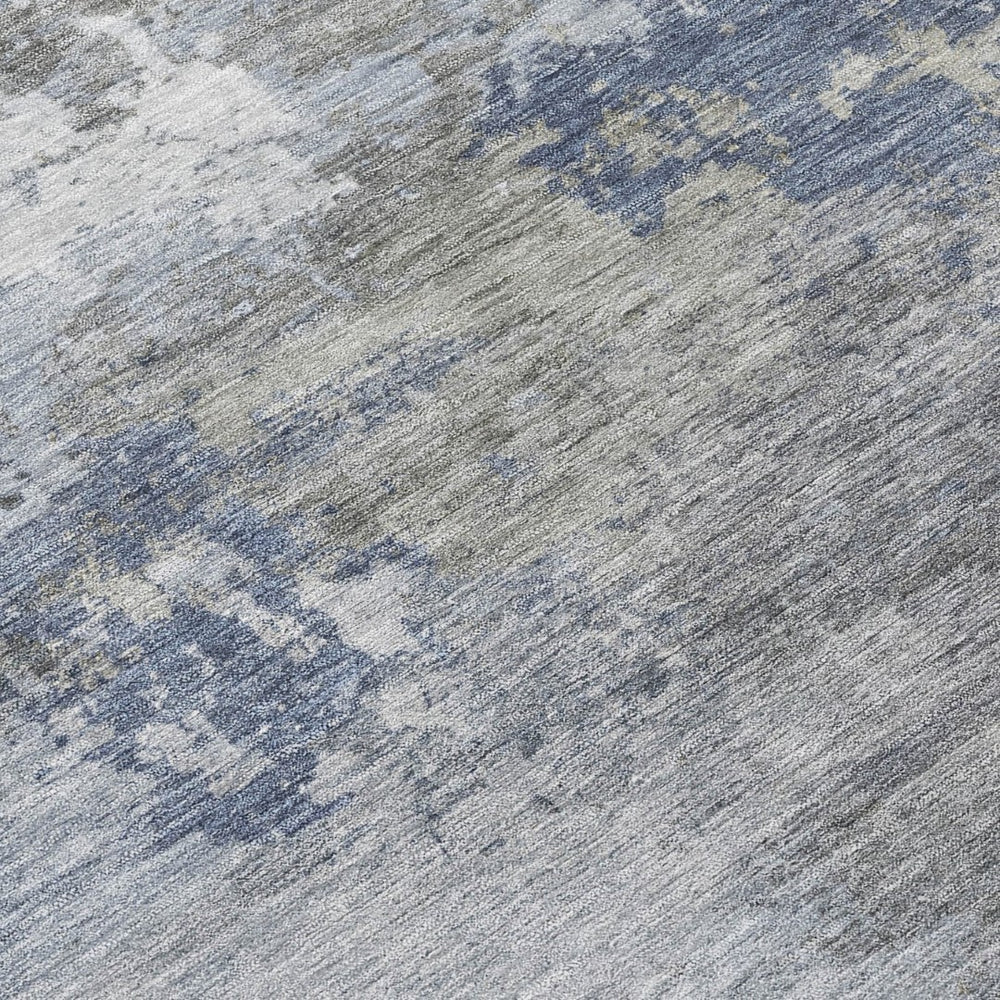 HomeRoots 8' X 10' Denim Blue and Ivory Abstract Area Rug – Durable, Washable, Perfect for Indoor and Outdoor Use 689158
