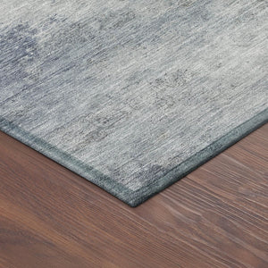 HomeRoots 9' X 12' Contemporary Denim Blue & Ivory Abstract Washable Rug for Indoor/Outdoor Use & Durability 689159