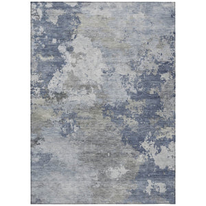 HomeRoots 10' Denim Blue and Ivory Abstract Area Rug - Stylish, Washable, Indoor/Outdoor, Stain-Resistant Design 689160