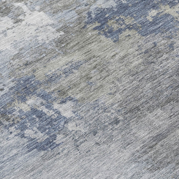 HomeRoots 10' Denim Blue and Ivory Abstract Area Rug - Stylish, Washable, Indoor/Outdoor, Stain-Resistant Design 689160