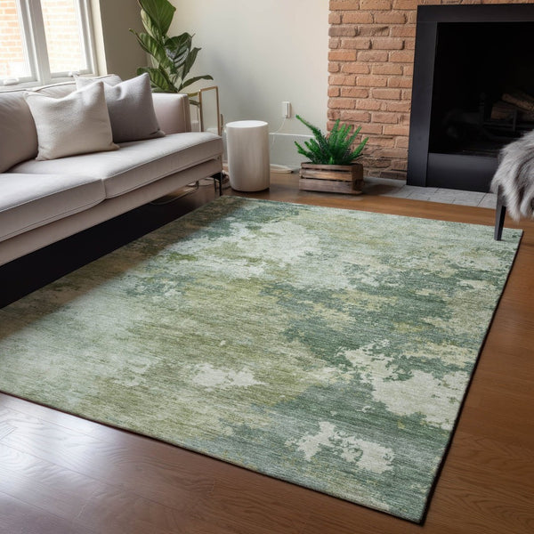 HomeRoots 5' X 8' Fern Green Abstract Area Rug – Stylish, Washable & Durable for Indoor/Outdoor Use! 689162