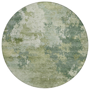HomeRoots 8' Fern Green Round Abstract Area Rug - Stylish, Washable, Indoor/Outdoor Design for Modern Spaces 689163
