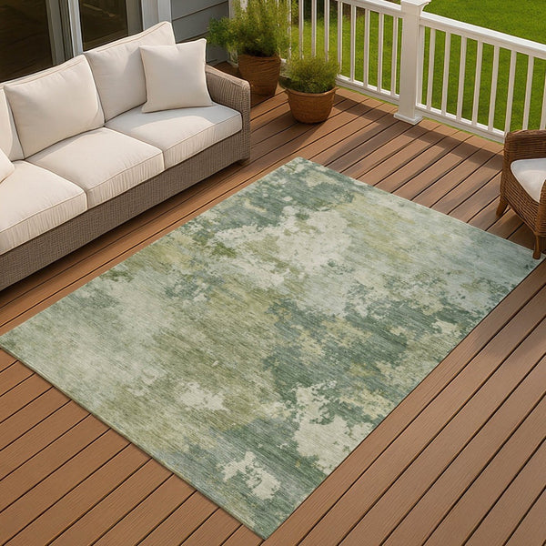 HomeRoots 9' X 12' Fern Green Abstract Area Rug – Durable Washable Design for Indoor & Outdoor Spaces, Easy Care! 689165