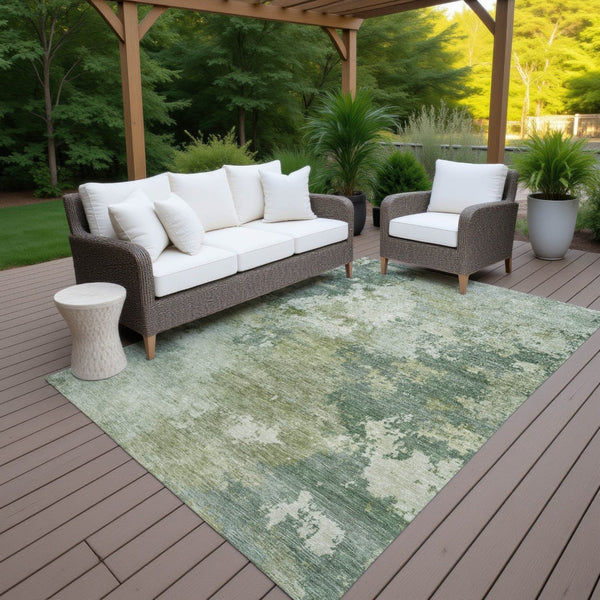 HomeRoots 10' Abstract Fern Green & Ivory Washable Area Rug for Indoor & Outdoor Spaces - Durable & Stylish 689166
