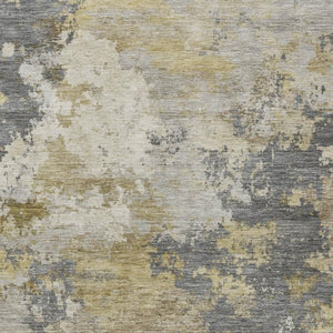 HomeRoots 8' X 10' Gray and Gold Abstract Area Rug – Stylish, Washable, Indoor/Outdoor Durable Design for Homes 689170