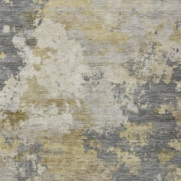 HomeRoots 10' Gray and Gold Abstract Area Rug - Stylish, Machine Washable Indoor/Outdoor Design for All Spaces 689172
