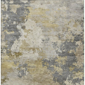 HomeRoots 10' Gray and Gold Abstract Area Rug - Stylish, Machine Washable Indoor/Outdoor Design for All Spaces 689172