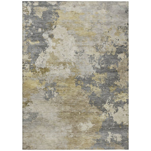 HomeRoots 10' Gray and Gold Abstract Area Rug - Stylish, Machine Washable Indoor/Outdoor Design for All Spaces 689172