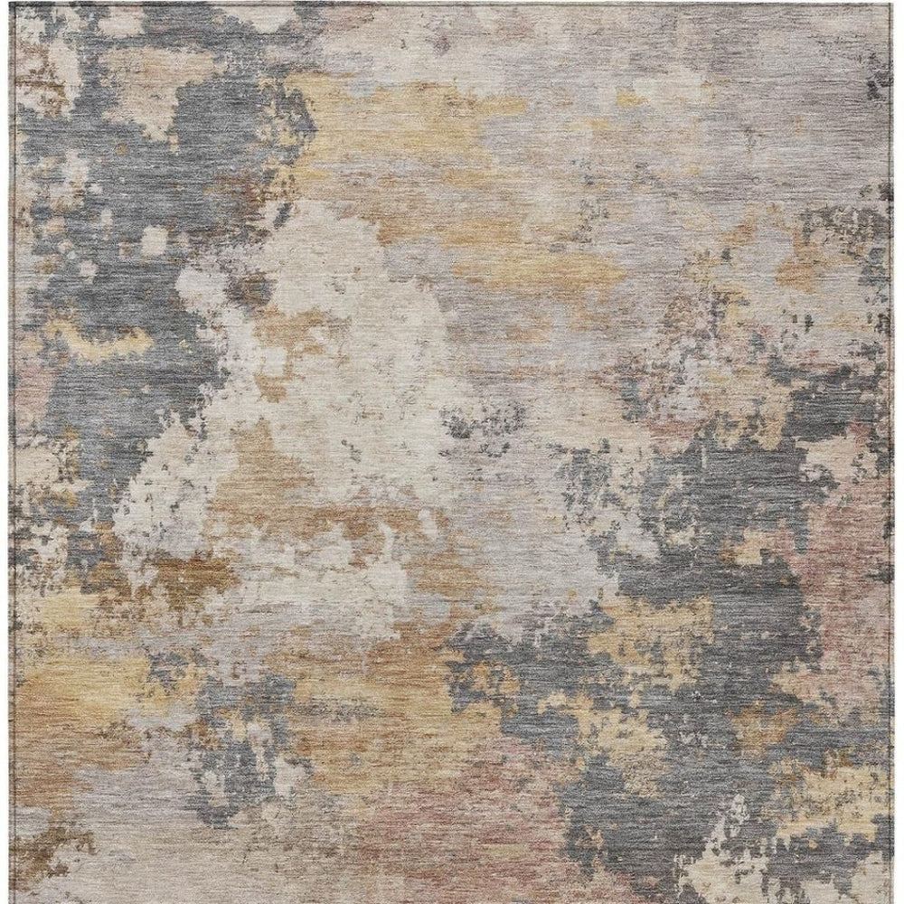 HomeRoots 10' X 14' Stylish Pewter and Gray Abstract Area Rug – Washable, Durable for Indoor & Outdoor Use! 689178