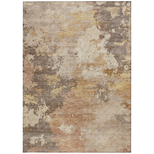 HomeRoots 5' X 8' Salmon and Gold Abstract Area Rug - Modern, Washable, Versatile for Indoor & Outdoor Spaces 689180