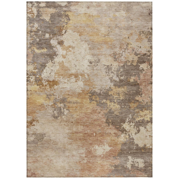 HomeRoots 5' X 8' Salmon and Gold Abstract Area Rug - Modern, Washable, Versatile for Indoor & Outdoor Spaces 689180