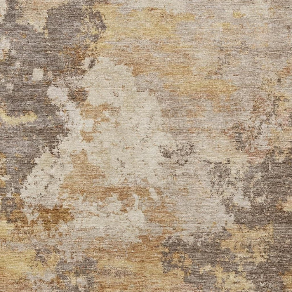 HomeRoots 8' X 10' Salmon and Gold Abstract Rug - Stylish, Washable, Stain-Resistant for Indoor & Outdoor Use! 689182