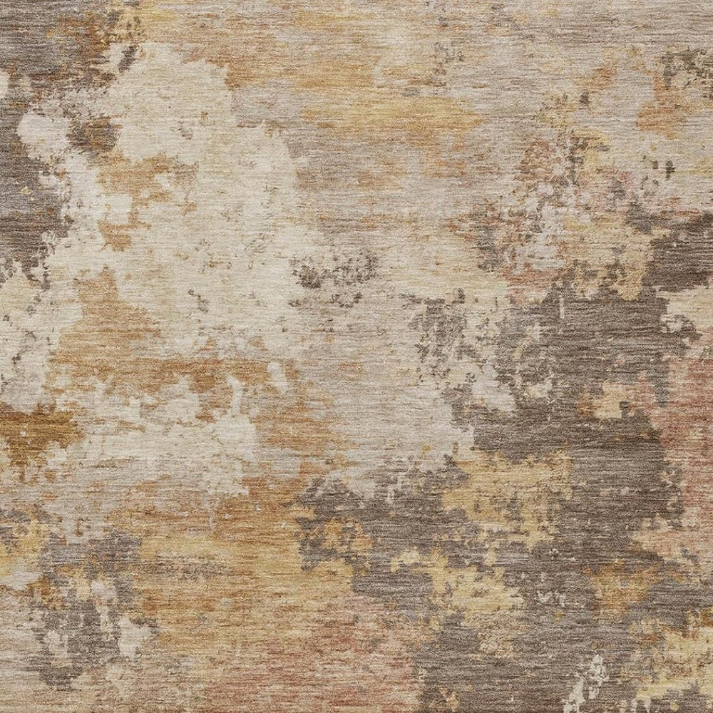 HomeRoots 10' Salmon and Gold Abstract Area Rug - Stylish, Washable, Durable Design for Indoor & Outdoor Use 689184