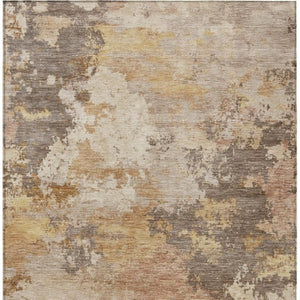 HomeRoots 10' Salmon and Gold Abstract Area Rug - Stylish, Washable, Durable Design for Indoor & Outdoor Use 689184
