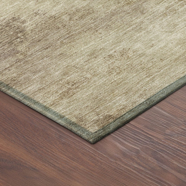 HomeRoots 8' Round Abstract Area Rug in Wheat & Beige – Washable, Durable for Indoor/Outdoor Use, Modern Design 689193