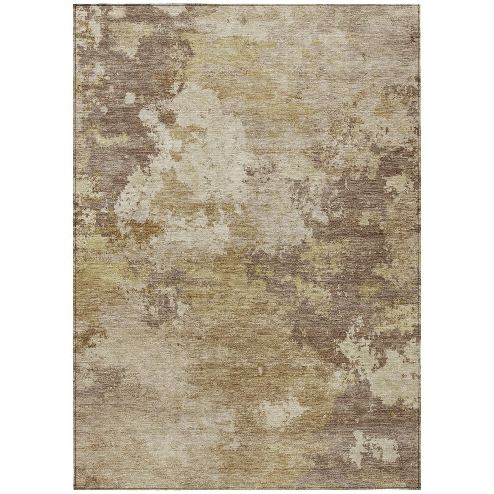 HomeRoots 9' X 12' Wheat And Beige Abstract Area Rug - Stylish, Washable, Durable for Indoor & Outdoor Spaces 689195