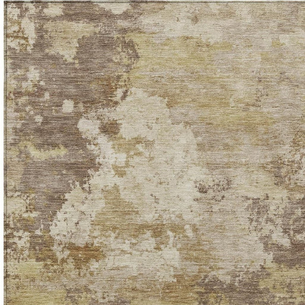 HomeRoots 10' Wheat & Beige Abstract Area Rug – Durable, Washable Indoor/Outdoor Design for Modern Spaces! 689196