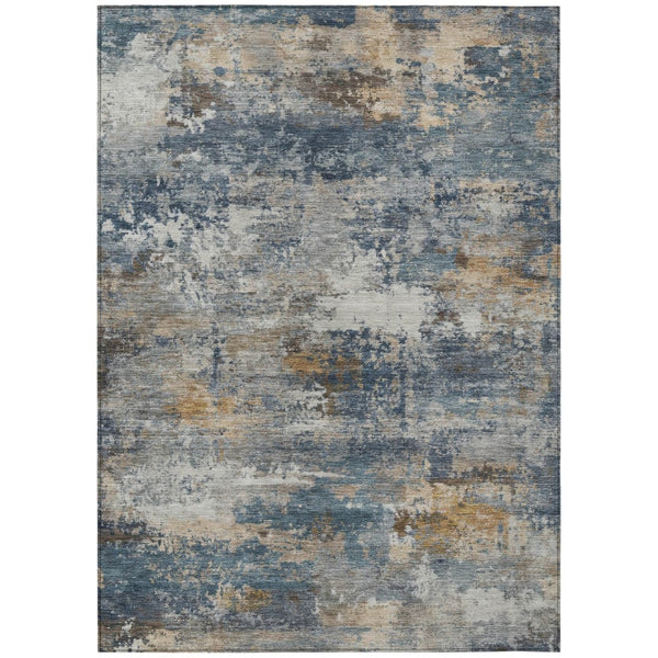 HomeRoots 5' X 8' Blue and Copper Abstract Area Rug – Stylish, Washable, Durable for Indoor & Outdoor Use! 689198