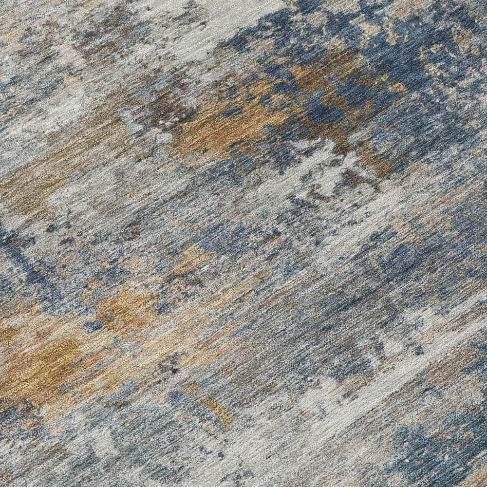 HomeRoots 5' X 8' Blue and Copper Abstract Area Rug – Stylish, Washable, Durable for Indoor & Outdoor Use! 689198