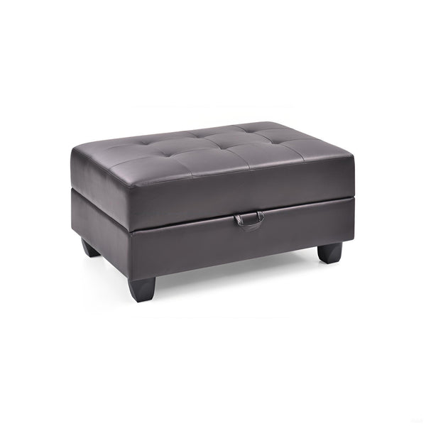 English Elm Revere Cappuccino Ottoman G305-O – Tufted Faux Leather Extra Seating, No Assembly, Durable Frame B078108151