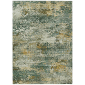 HomeRoots 9' X 12' Stylish Fern Green and Gold Abstract Washable Area Rug for Indoor and Outdoor Spaces 689207
