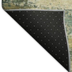 HomeRoots 9' X 12' Stylish Fern Green and Gold Abstract Washable Area Rug for Indoor and Outdoor Spaces 689207
