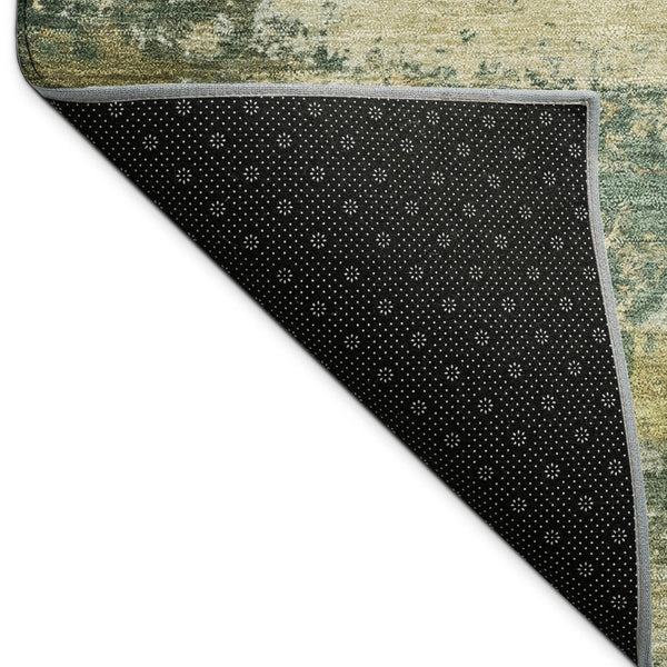 HomeRoots 9' X 12' Stylish Fern Green and Gold Abstract Washable Area Rug for Indoor and Outdoor Spaces 689207