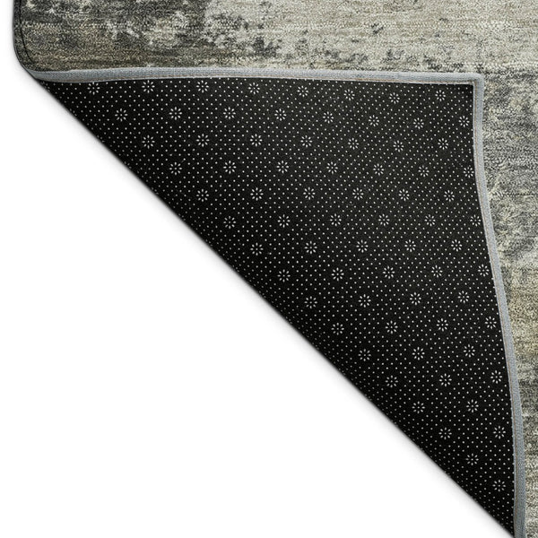 HomeRoots 5' X 8' Gray and Silver Abstract Washable Area Rug - Stylish Indoor/Outdoor Design for High-Traffic Spaces 689210