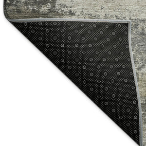 HomeRoots 8' Gray and Silver Abstract Round Area Rug - Durable, Washable Design for Indoor & Outdoor Spaces 689211
