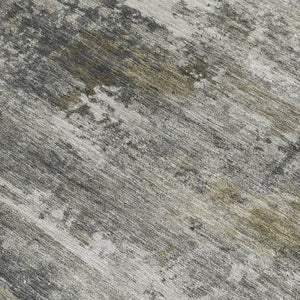 HomeRoots 8' X 10' Gray and Silver Abstract Indoor Outdoor Area Rug - Stylish, Washable, Durable for Any Space 689212