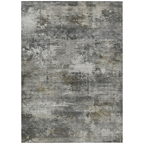 HomeRoots 10' X 14' Gray and Silver Abstract Area Rug - Washable, Durable, Modern Design for Indoor/Outdoor Use 689214