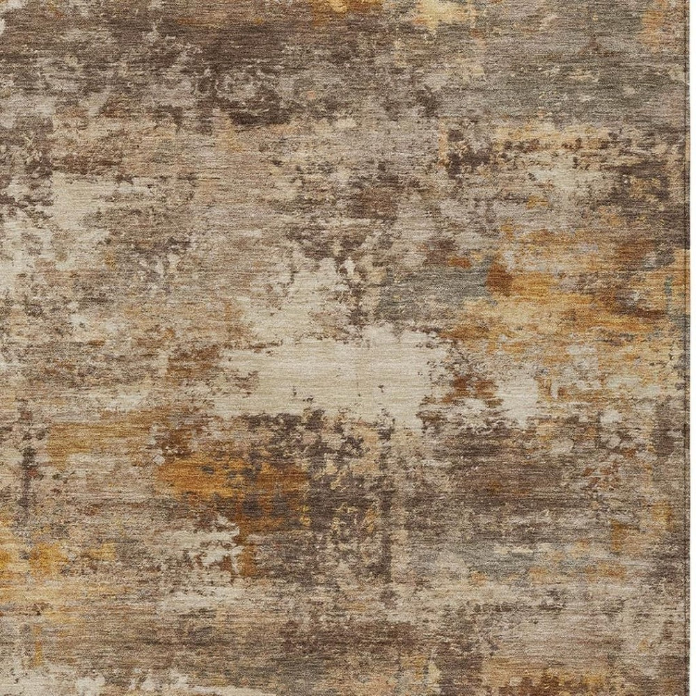 HomeRoots 5' X 8' Abstract Indoor Outdoor Area Rug - Rust & Beige, Washable, Durable, Stain-Resistant Design! 689222