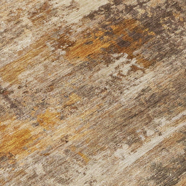 HomeRoots 8' Round Abstract Area Rug in Rust and Beige - Washable, Durable, Perfect for Indoor & Outdoor Use 689223