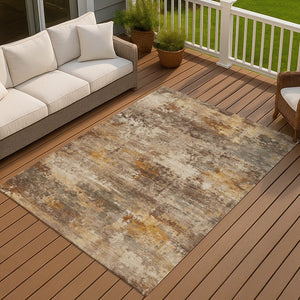 HomeRoots 8' X 10' Stylish Rust and Beige Abstract Area Rug - Washable, Durable, Indoor/Outdoor Versatility! 689224