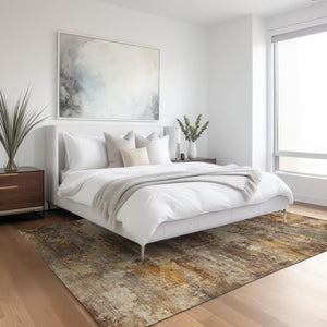 HomeRoots 8' X 10' Stylish Rust and Beige Abstract Area Rug - Washable, Durable, Indoor/Outdoor Versatility! 689224