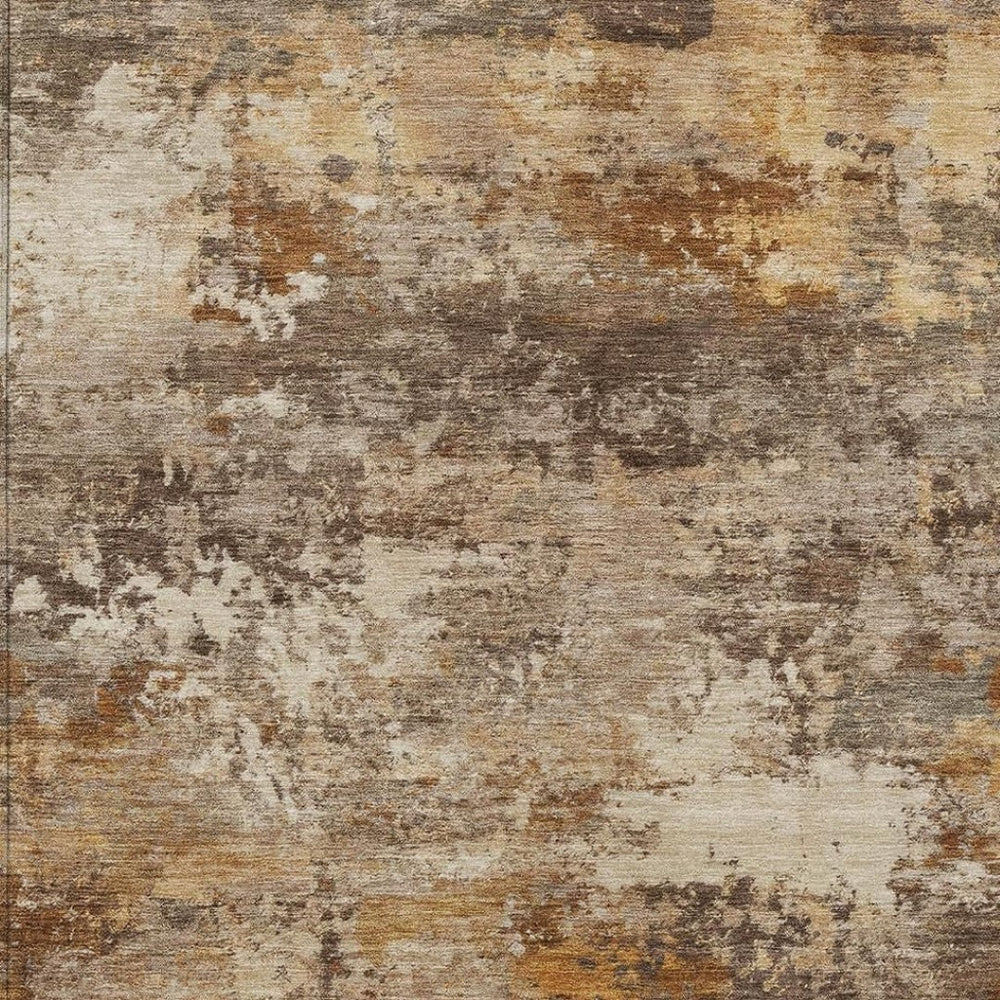 HomeRoots 10' X 14' Stylish Rust and Beige Abstract Area Rug – Durable, Washable, Indoor/Outdoor, Pet-Friendly! 689226