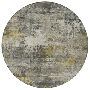 HomeRoots 8' Round Abstract Pewter and Gray Area Rug - Durable, Washable, Stylish for Indoor & Outdoor Spaces! 689229