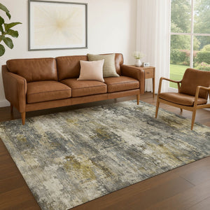 HomeRoots 10' X 14' Pewter and Gray Abstract Area Rug – Durable, Washable, Stylish for Indoor & Outdoor Spaces 689232
