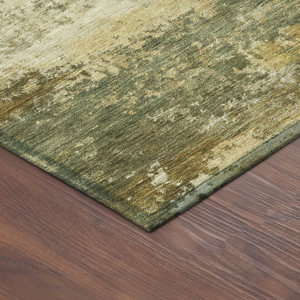 HomeRoots 8' Sage and Beige Round Abstract Area Rug - Stylish, Washable, Durable for Indoor & Outdoor Spaces 689235