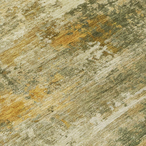 HomeRoots 8' Sage and Beige Round Abstract Area Rug - Stylish, Washable, Durable for Indoor & Outdoor Spaces 689235