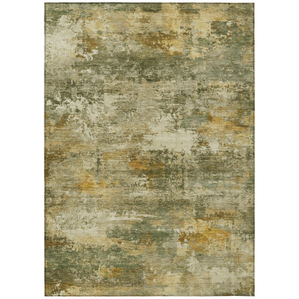 HomeRoots 9' X 12' Sage and Beige Abstract Area Rug - Washable, Durable, Indoor/Outdoor Design for Modern Spaces 689237