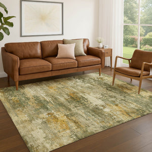 HomeRoots 10' Sage and Beige Abstract Area Rug - Stylish Washable Design for Indoor and Outdoor Spaces! 689238