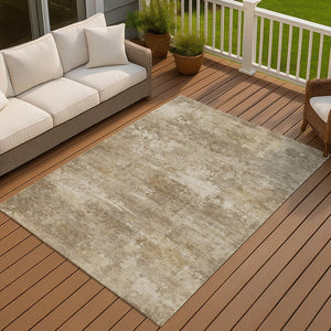HomeRoots 5' X 8' Beige and Brown Abstract Area Rug – Durable, Washable, Stylish for Indoor & Outdoor Spaces 689240
