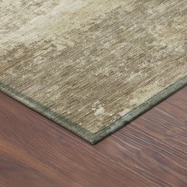 HomeRoots 8' Round Abstract Beige & Brown Area Rug - Washable, Durable Indoor/Outdoor Design for Easy Care 689241