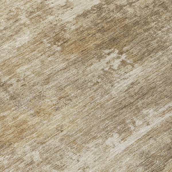 HomeRoots 8' Round Abstract Beige & Brown Area Rug - Washable, Durable Indoor/Outdoor Design for Easy Care 689241