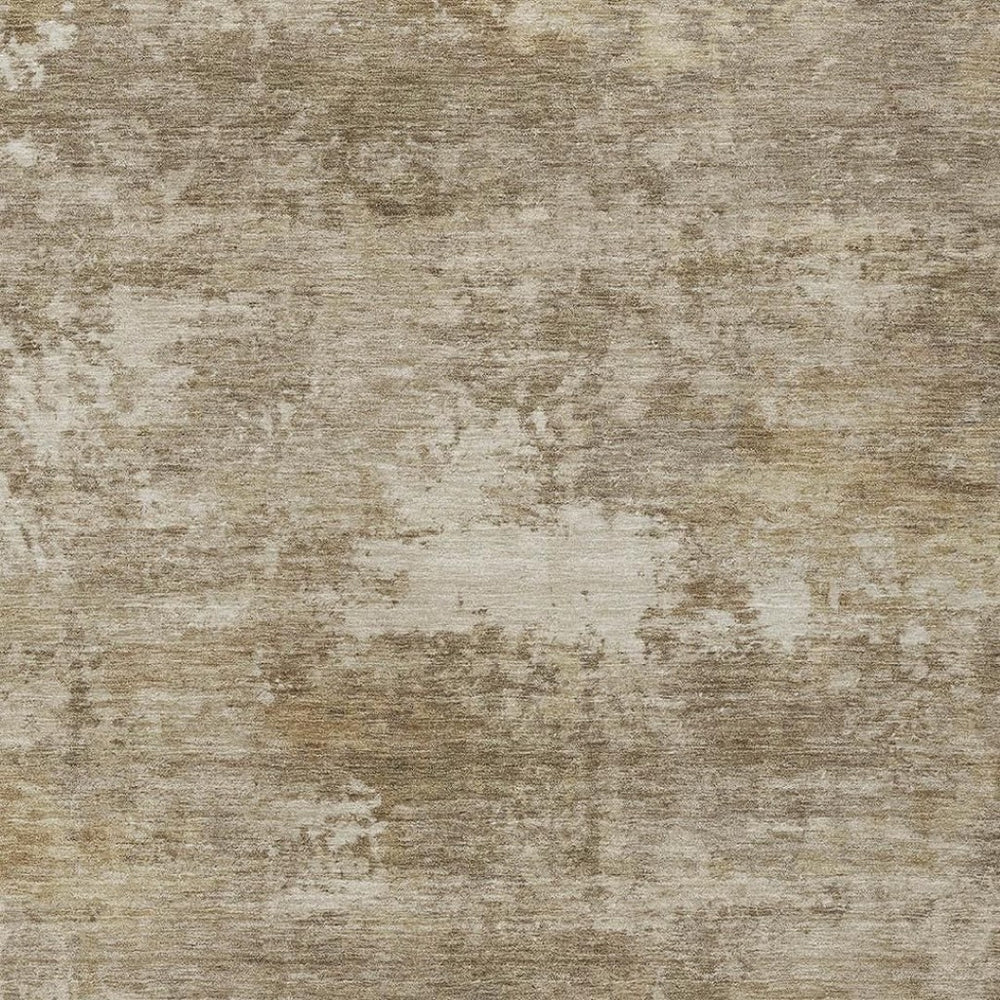 HomeRoots 9' X 12' Beige and Brown Abstract Washable Area Rug - Stylish, Durable for Indoor & Outdoor Spaces 689243
